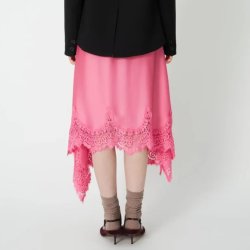 Stella Nova - Nederdel - Asymetric Lace Trimmed Skirt - Amazing Pink