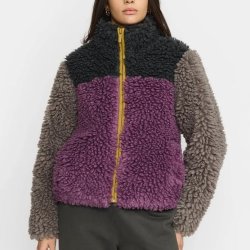 Selfhood - Jakke - Chunky Block Teddy - Dark grey