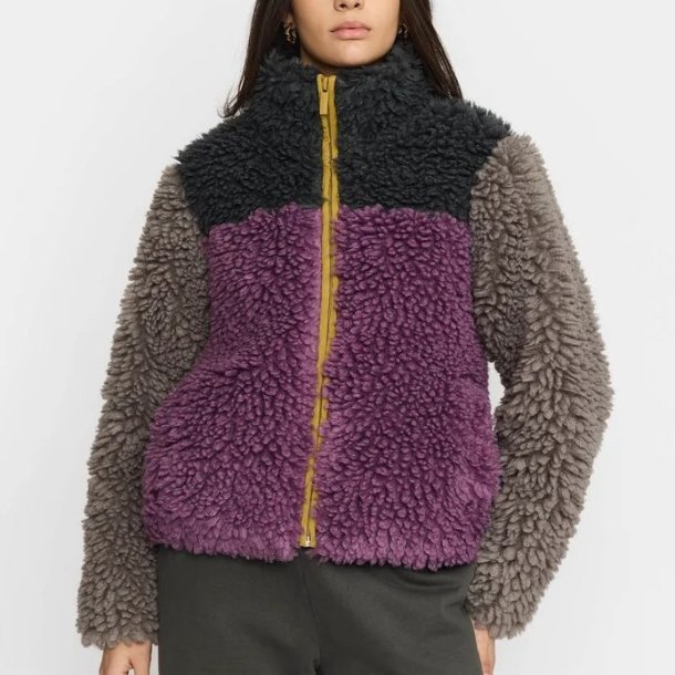 Selfhood - Jakke - Chunky Block Teddy - Dark grey