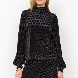 Hunk�n - Bluse - Dottie Highneck - black 