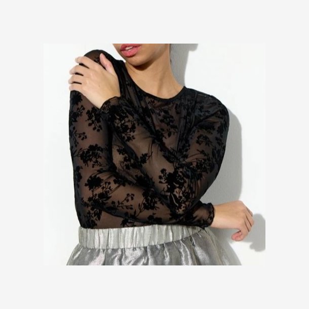 Hunk�n - Bluse - Henry Mesh blouse - Black floral