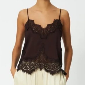 Stella Nova - Top - Delicate lace top - Dark Brown