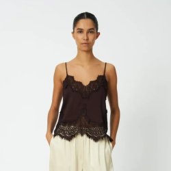 Stella Nova - Top - Delicate lace top - Dark Brown