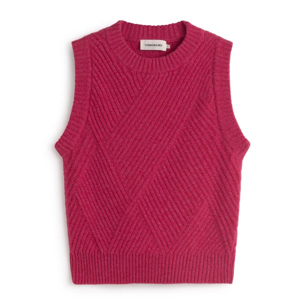 Thinking Mu - Vest - Kaia knitted vest - Red